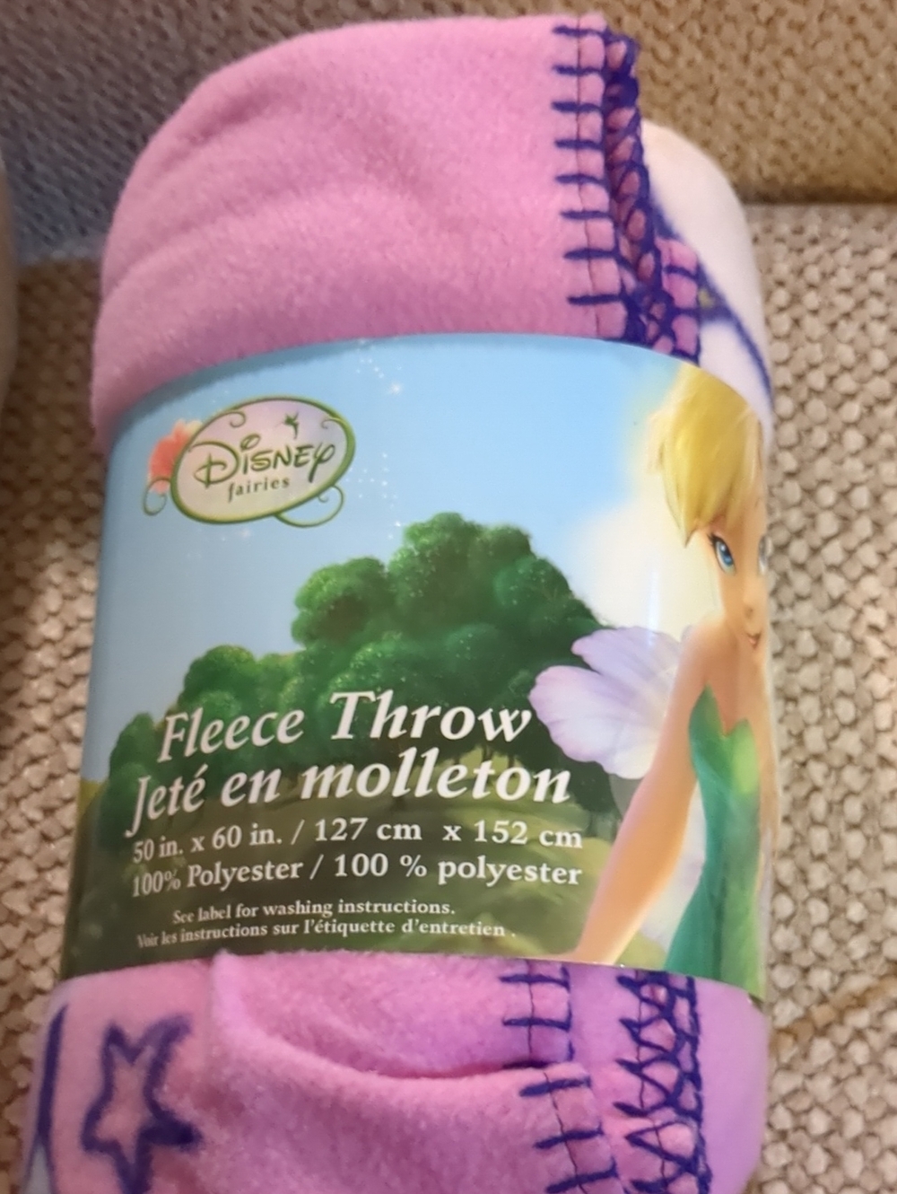 Disney Pink & Purple Tinker Bell Fleece Throw